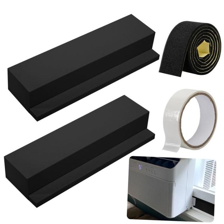 moonoom 2 Pack Air Conditioner Foam Block, Window AC Side Foam Block Grey-1set