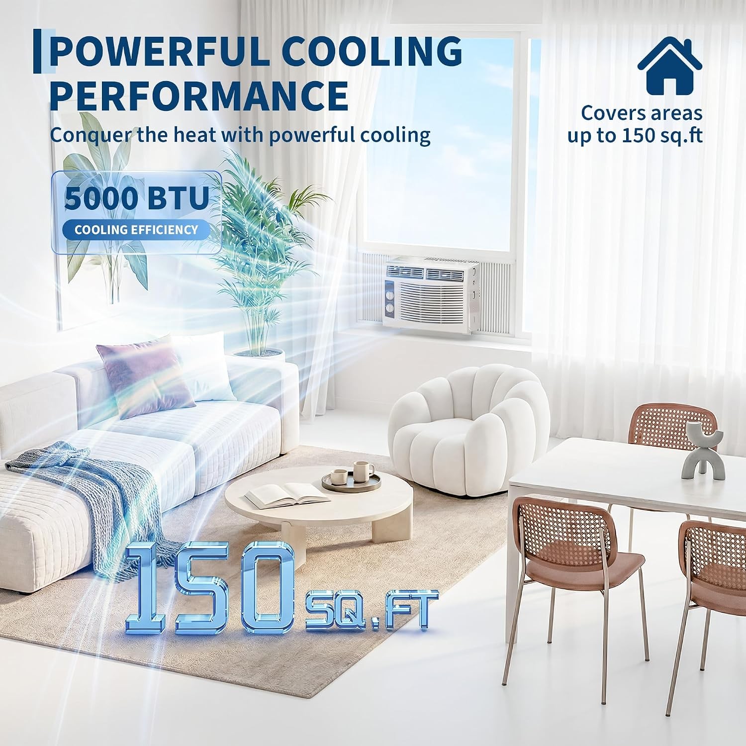 5000/6000/8000/12000/10000 BTU Window Air Conditioner, Remote Window AC Unit