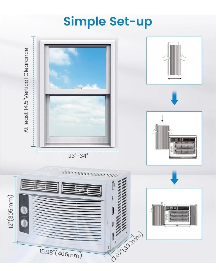 Midea MAW05M1WWT 5000BTU 115V Mechanical Room Air Conditioner – White
