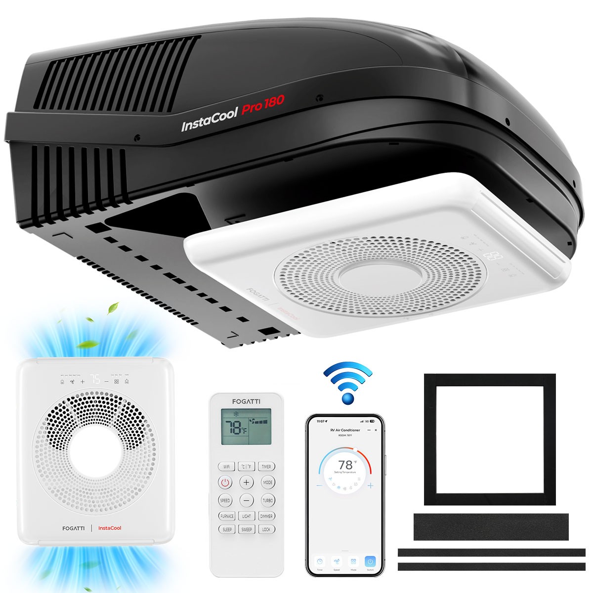 18,000 BTU RV Air Conditioner Duct & Non‑Duct Rooftop AC w/ WiFi &Remote & Alexa