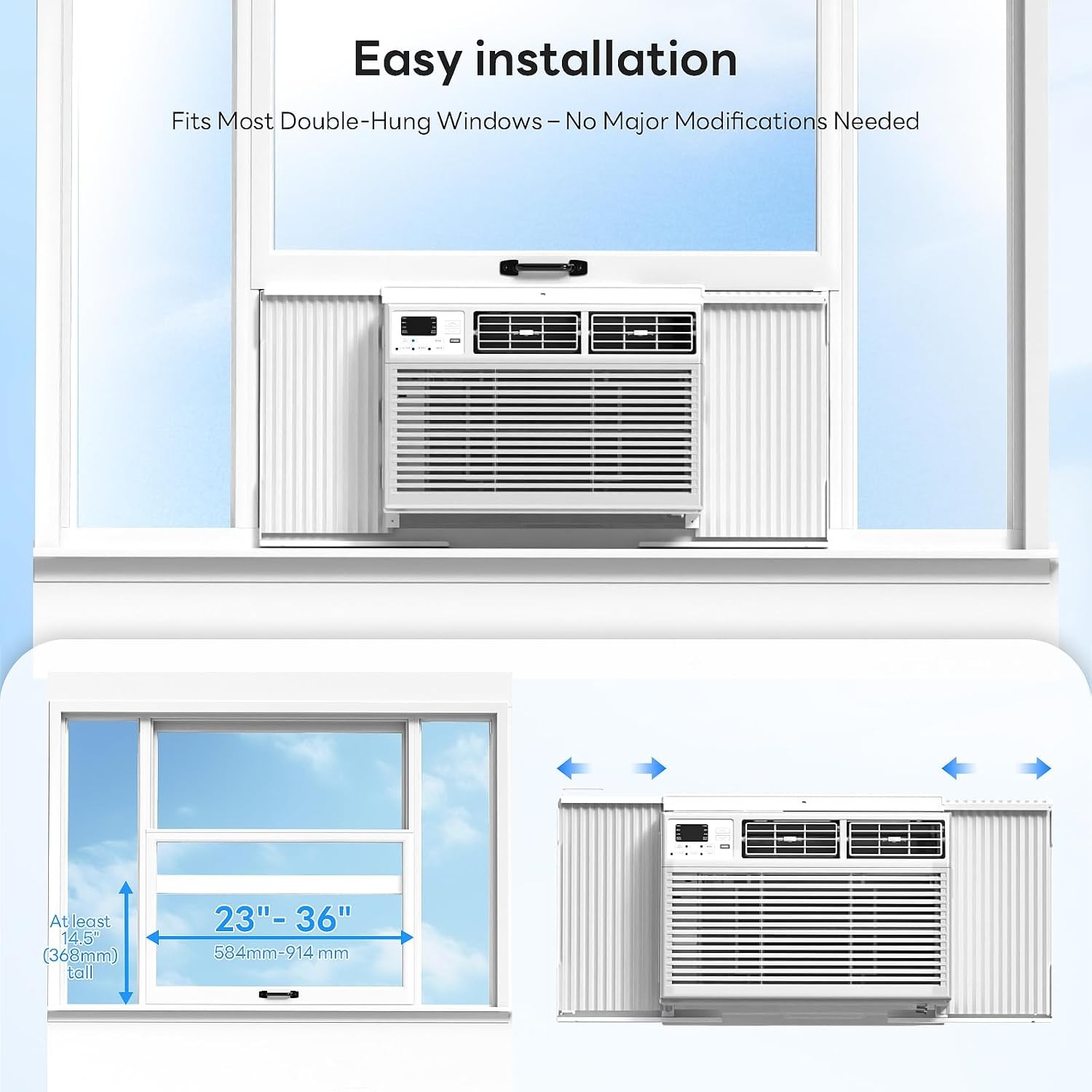 Window Air Conditioner 10000 BTU 450 Sq.Ft Dehumidifier Remote White ZAFRO Unit