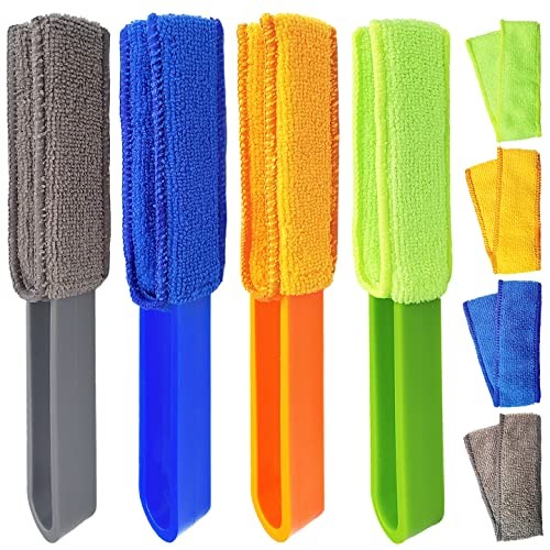 4 Pack Microfiber Blinds Duster, 4 Removable and Washable Sleeves, Cleaner for