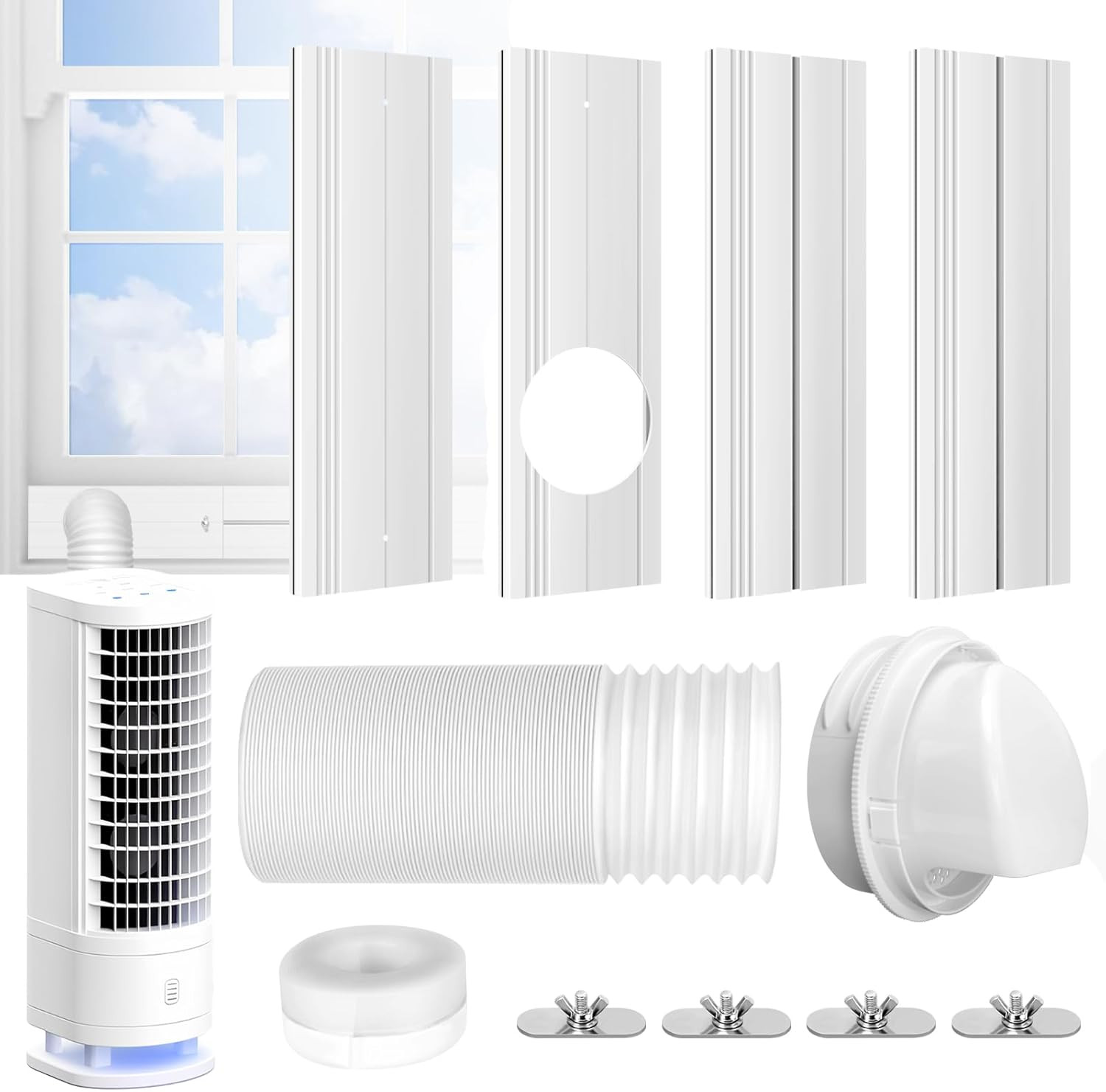 Upgrade Portable Air Conditioner Window Kit with 5.9Inch Exhaust Hose,Portable A
