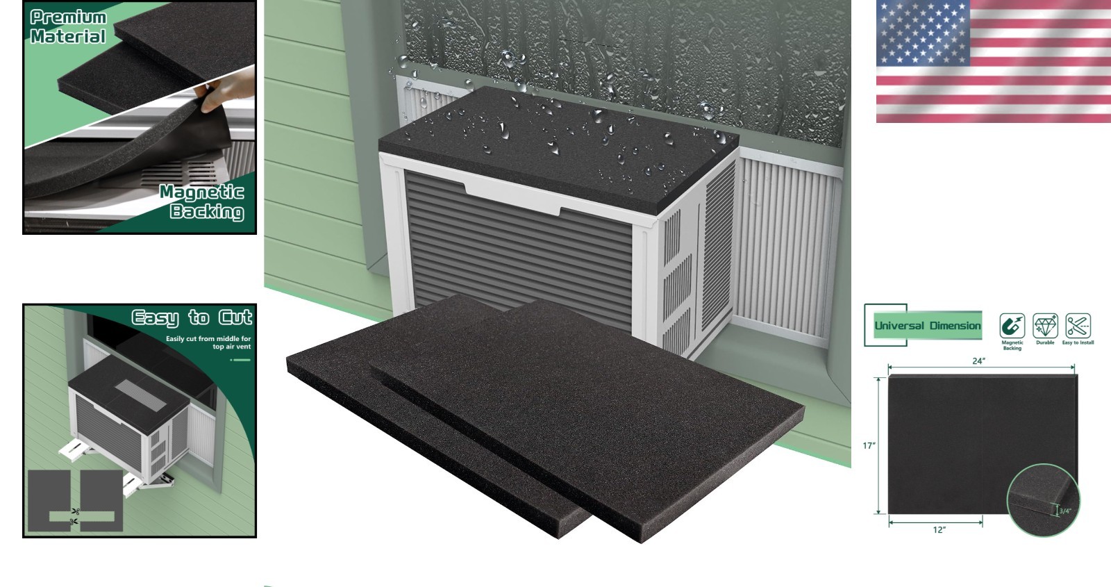 26&Prime; x 17&Prime; Cut-to-Fit Window AC Drip Cushion – Easy Install & Noise Blocker