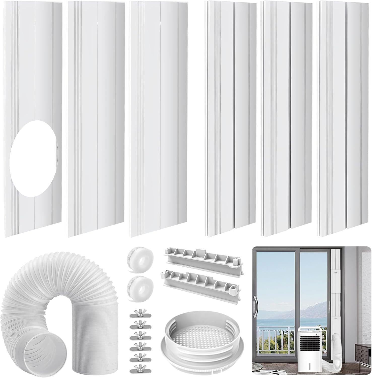 Portable Air Conditioner Sliding Door Vent Kit – Adjustable Length up to 90 Inch