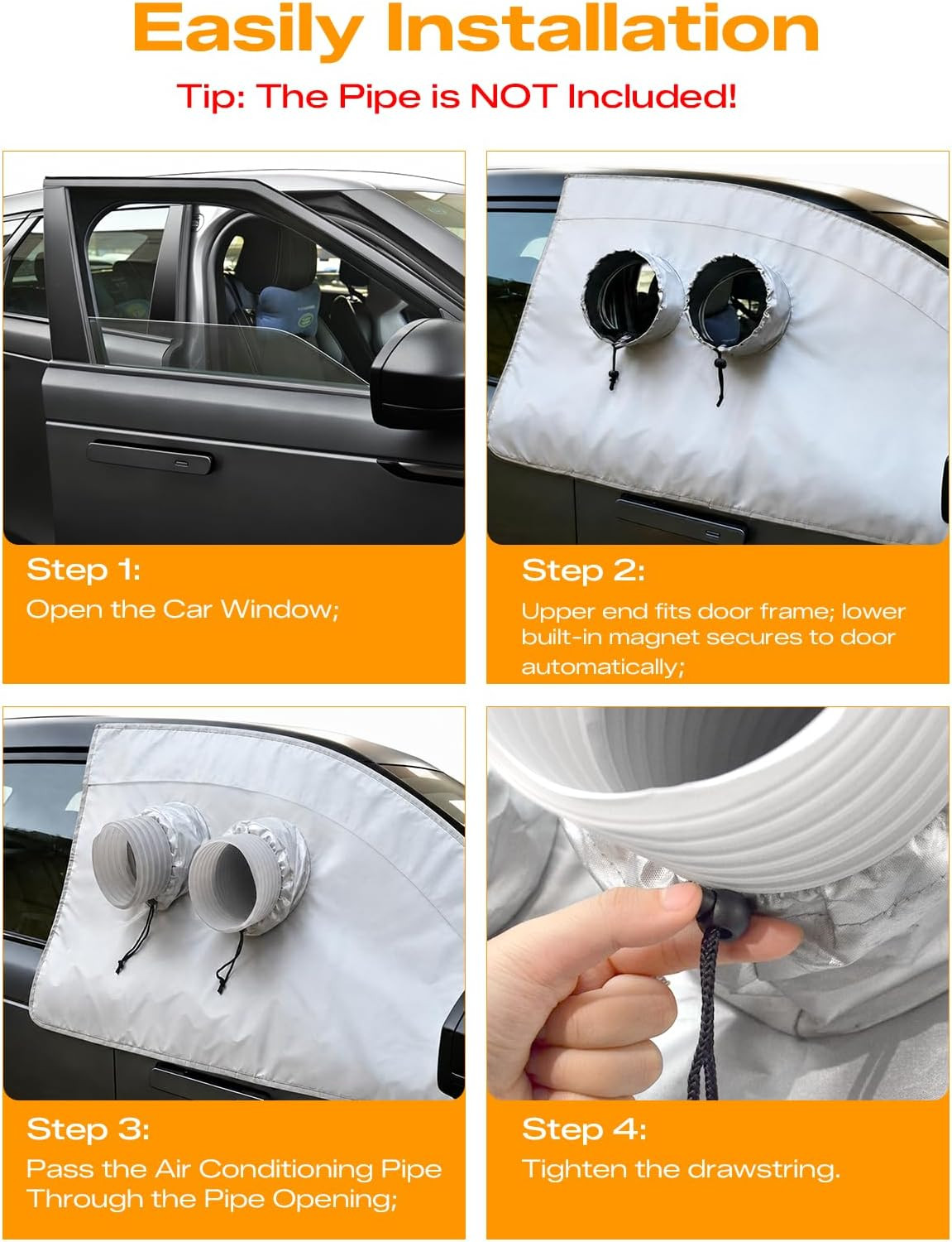 Portable Air Conditioner Window Kit – Car Window Vent Seal Kit for AC/Dryer | Fi