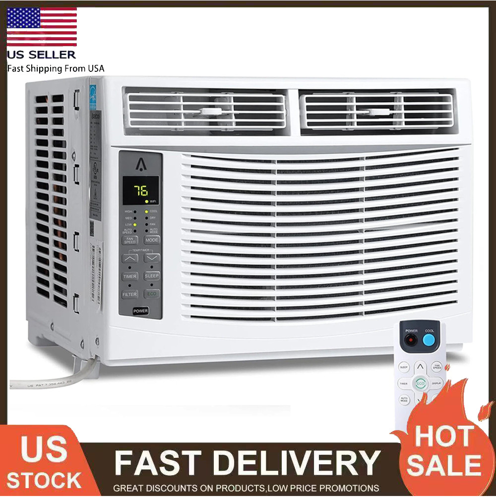 6000 BTU Window Air Conditioner 24H Timer with Wi-Fi & Remote Control 250sq.ft