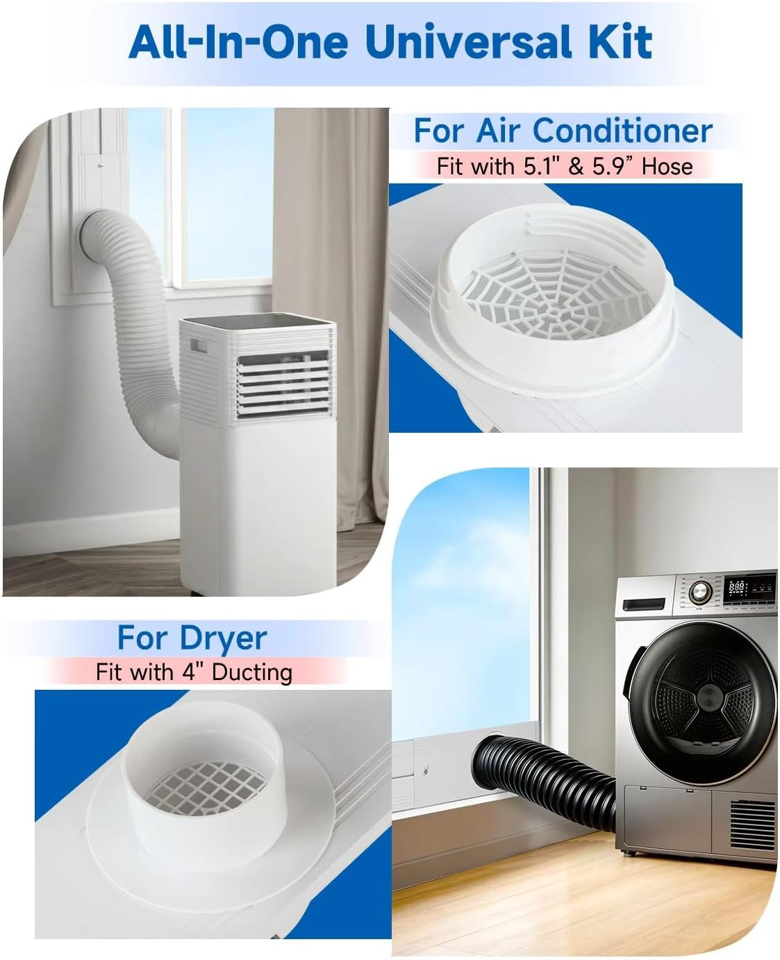 2026 Upgraded Portable Air Conditioner Window Kit with Exhaust Hose, Universal 4