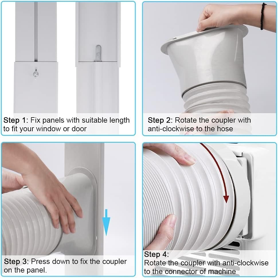 5.9&Prime; Exhaust Hose Portable AC Window Kit for Horizontal & Vertical Windows