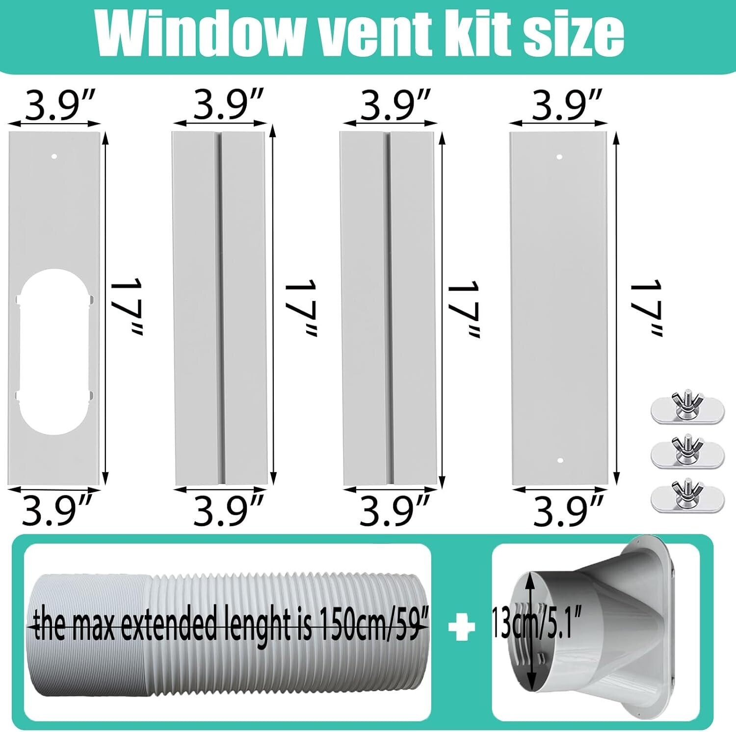 Portable AC Window Vent Kit with 5.1 Inch Hose for Sliding Window