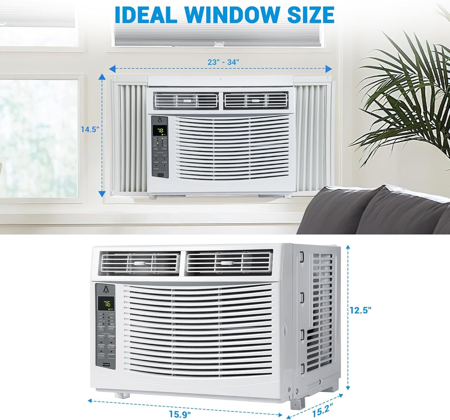 6,000 BTU Window Air Conditioner 24H Timer with Wi-Fi & Remote Control 250sq.ft