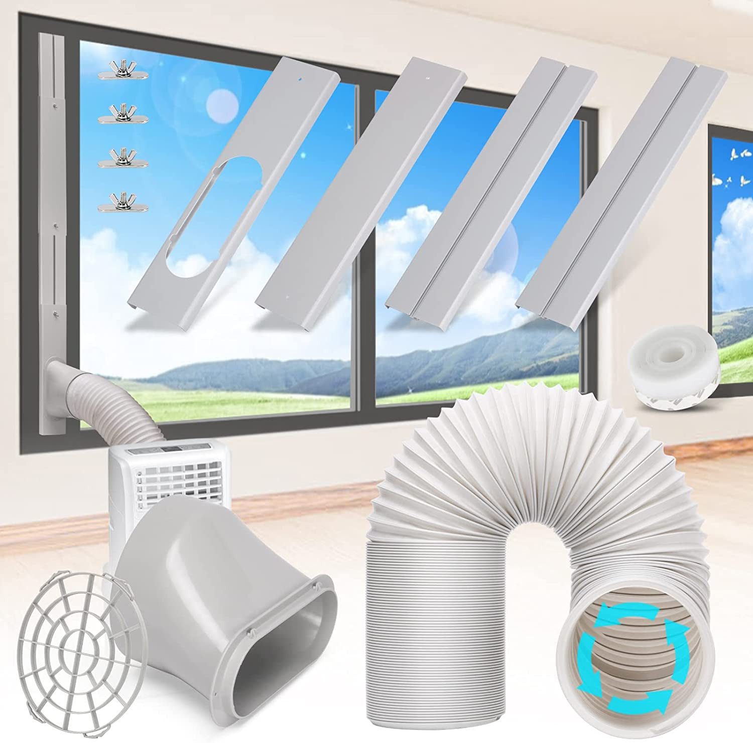 Portable Air Conditioner Window Vent Kit with 5.9” Exhaust Hose Adjustable Porta
