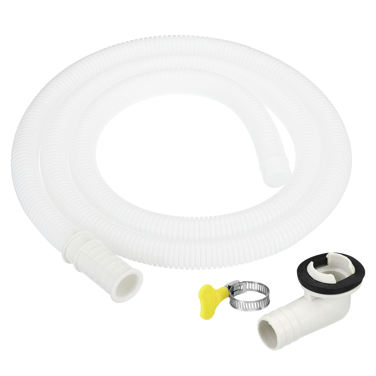 4.9ft Air Conditioner Drain Hose Kit, Hose with Clamp Connector 8, White
