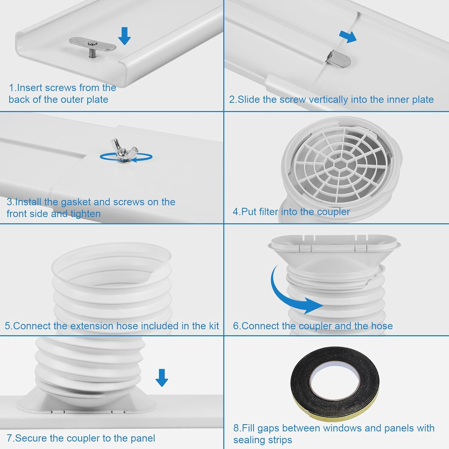 Portable Air Conditioner Window Vent Kit with 5.9&Prime; » Exhaust Hose, Portable AC Se