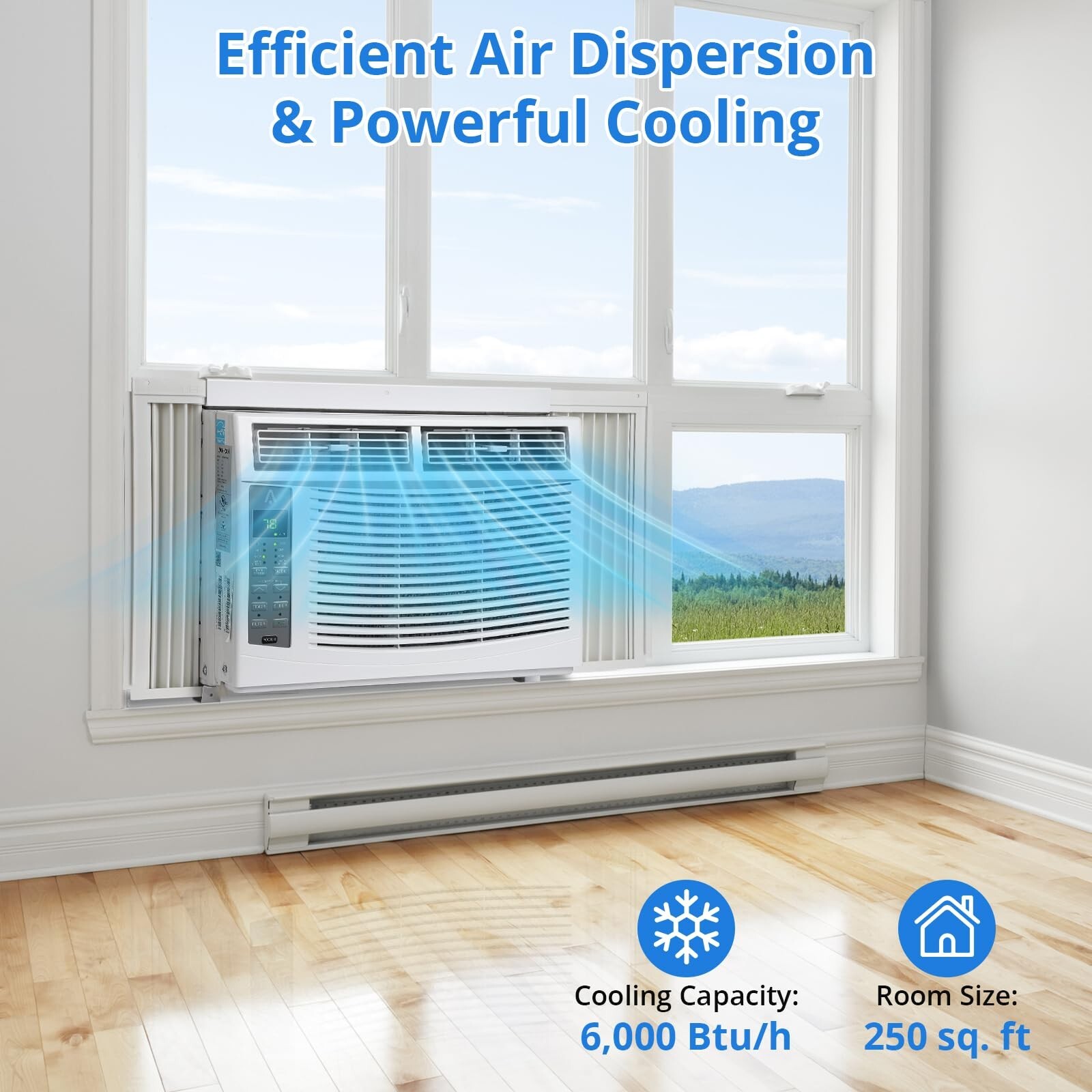 6000/8000/10000/12000 BTU 115V 3-Speed Window Air Conditioner w/ Remote Control