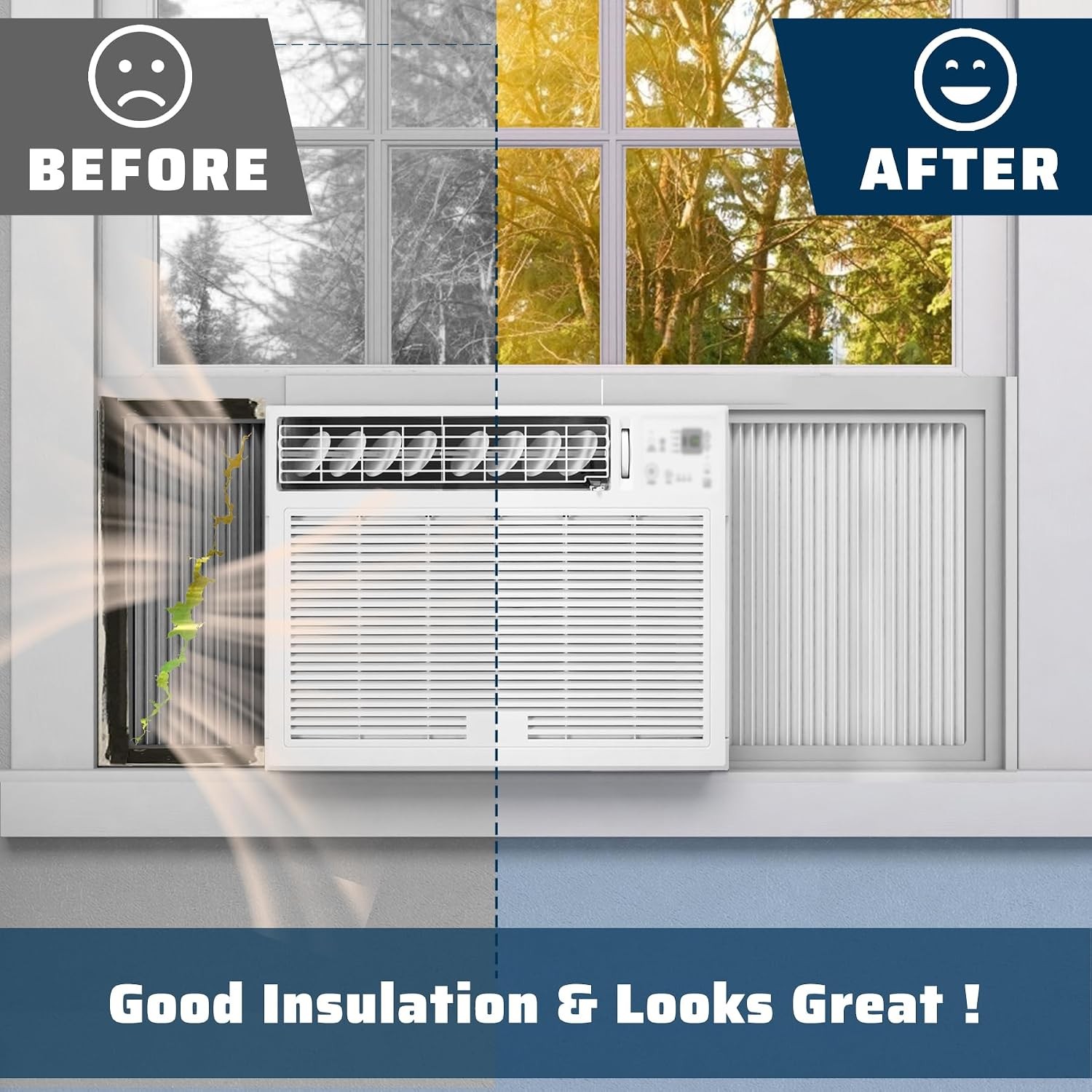 Window Air Conditioner Side Panels Kit 17&Prime; H x 19 1 4&Prime; W Extra Wide Window AC