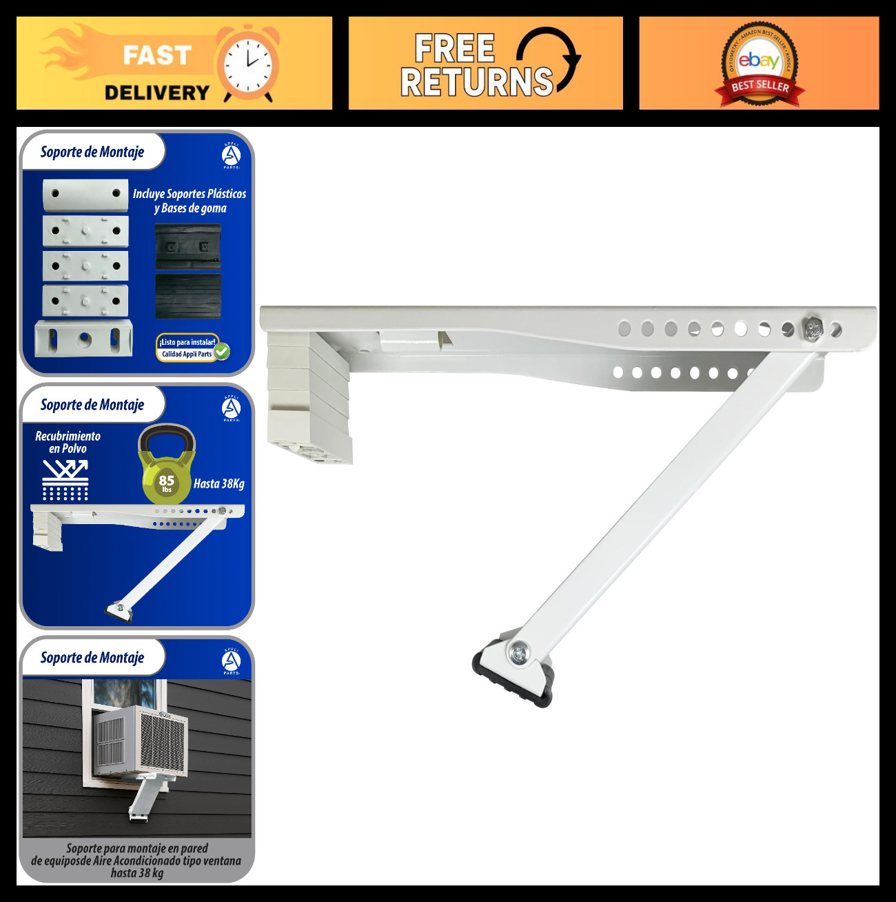 Heavy Duty Window Air Conditioner Bracket for Units Up to 77 lbs – Durable Powde