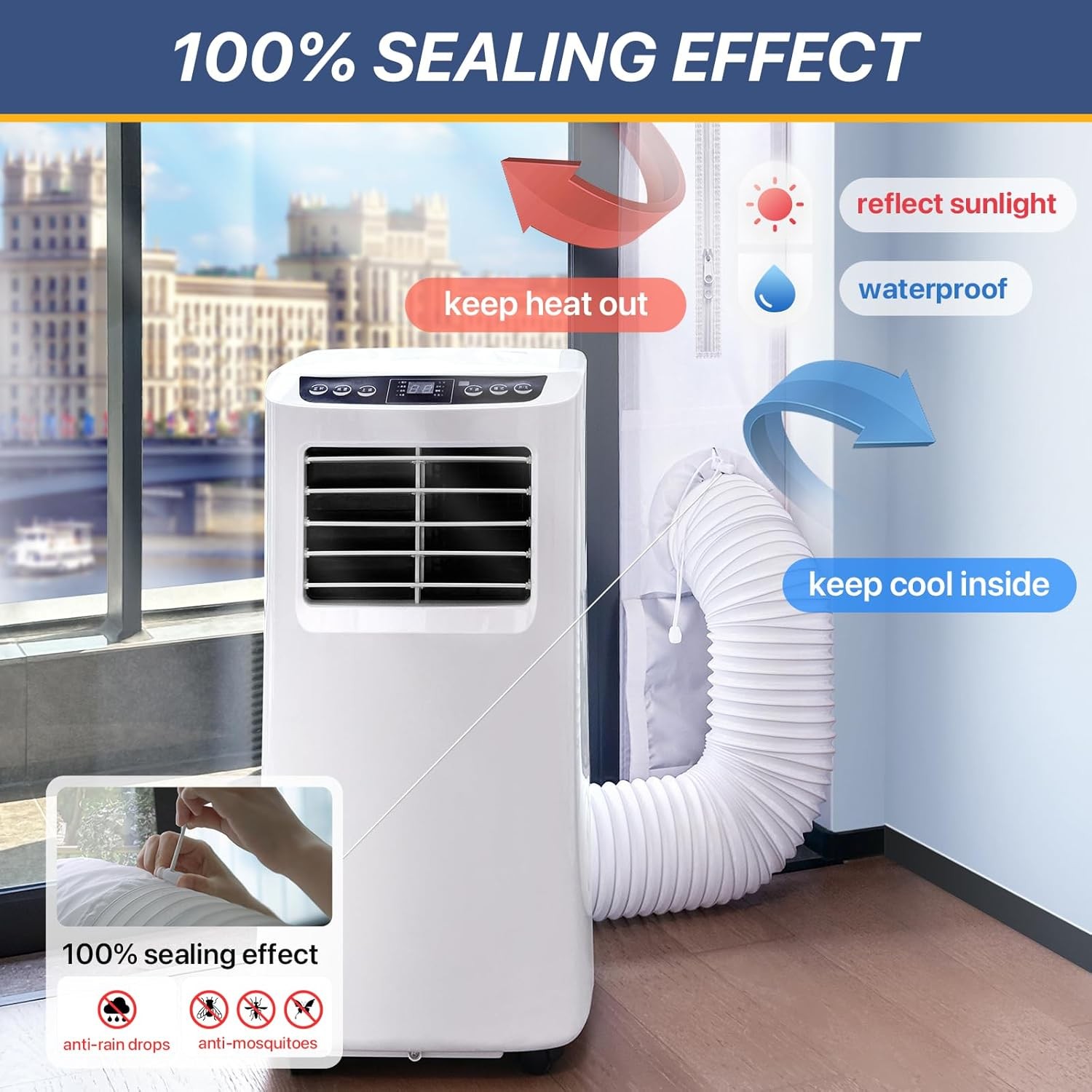 LOVIGA Portable Air Conditioner Sliding Door Vent Kit, 100% Sealing Sliding Door