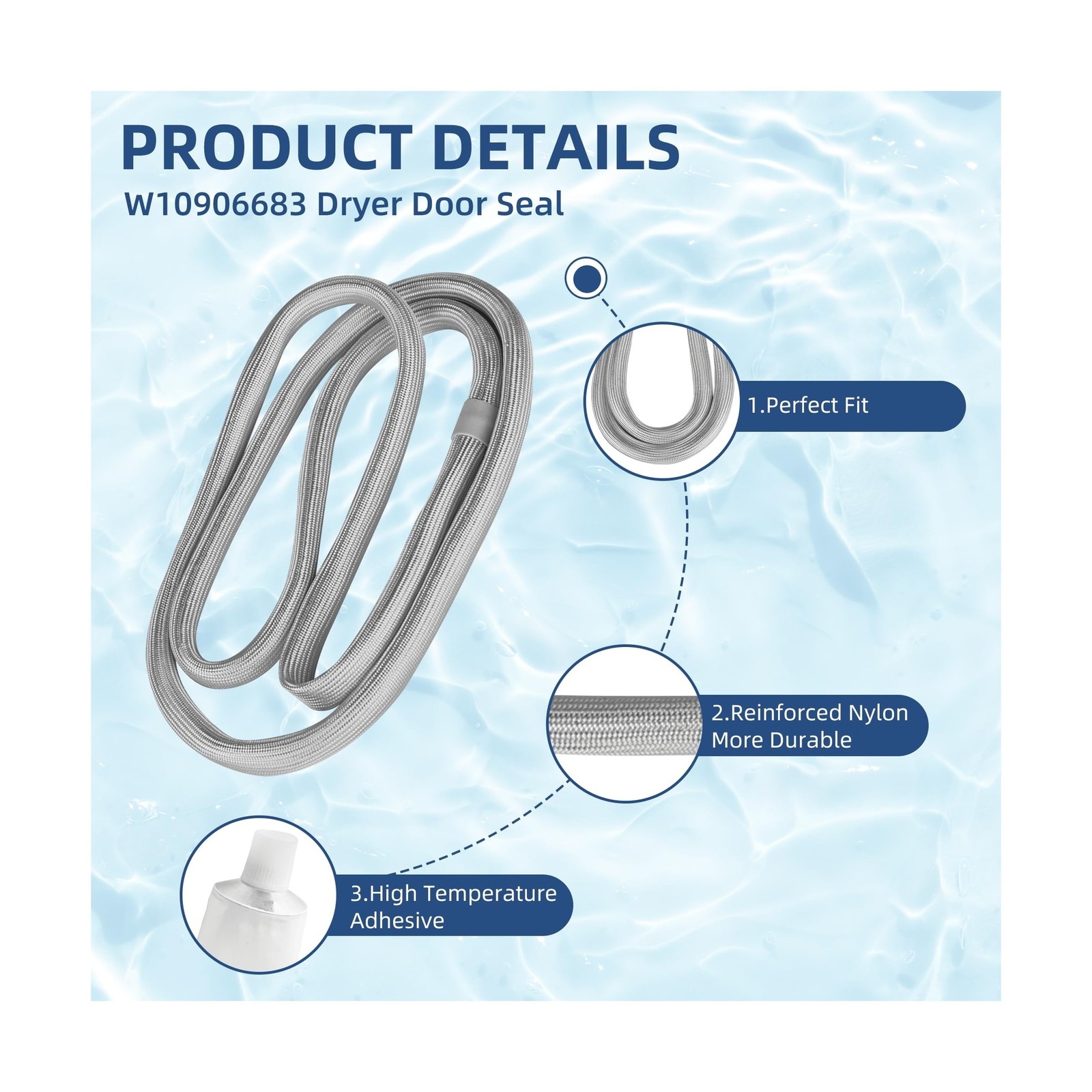 W10906683 Dryer Door Seal For Whirlpool Dryer Door Seal WED4950… USA FAST SHIP