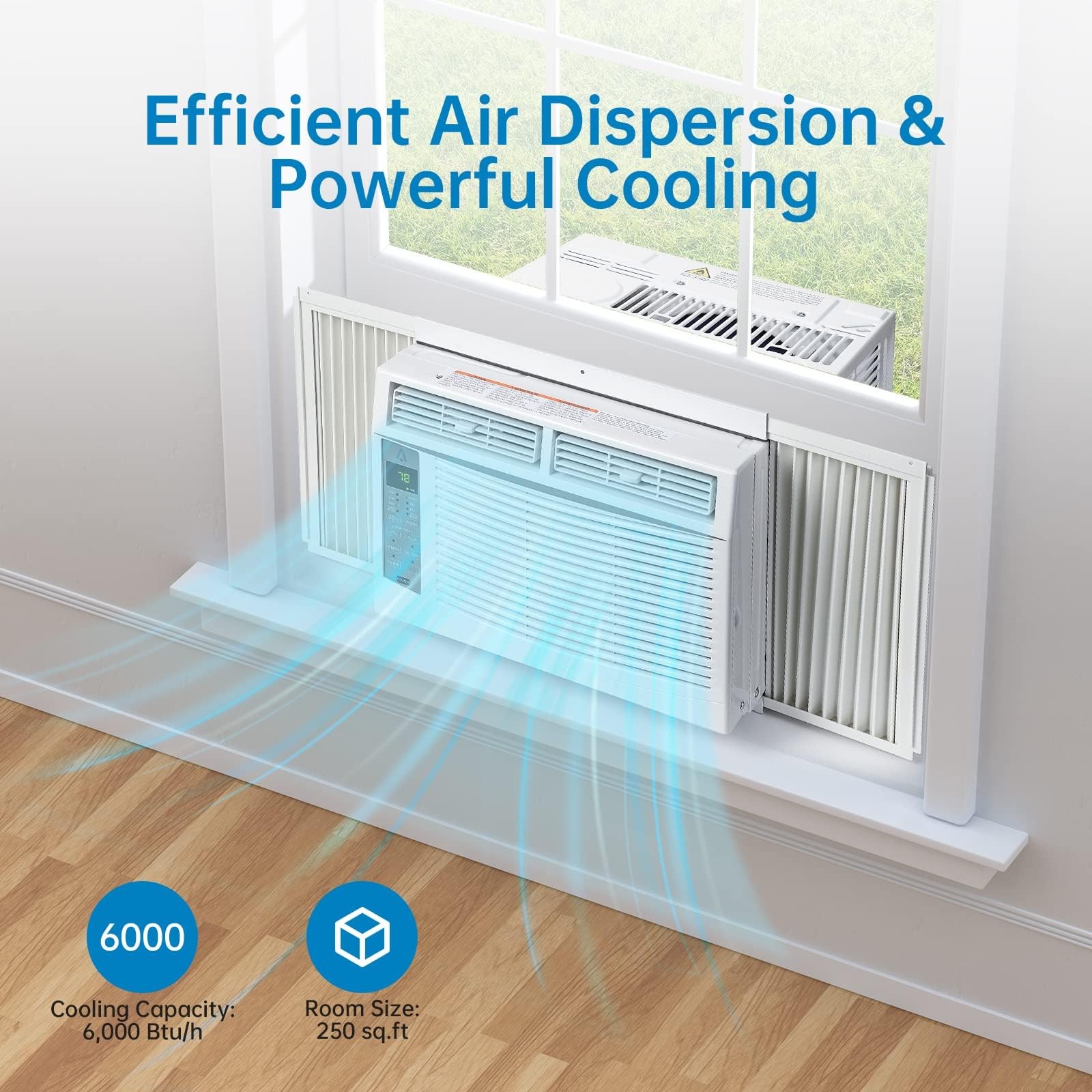 Smart 6000 BTU Window Air Conditioner, App & Remote Control for 350 Sq Ft 115V