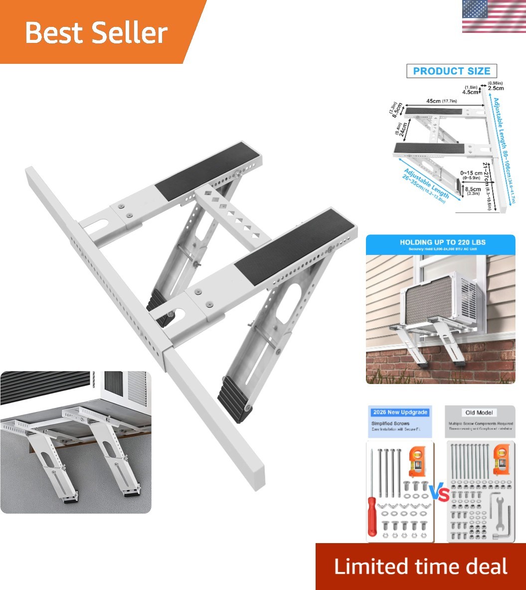 Universal AC Window Support Bracket – No Drilling, Heavy-Duty Design for 200 lbs