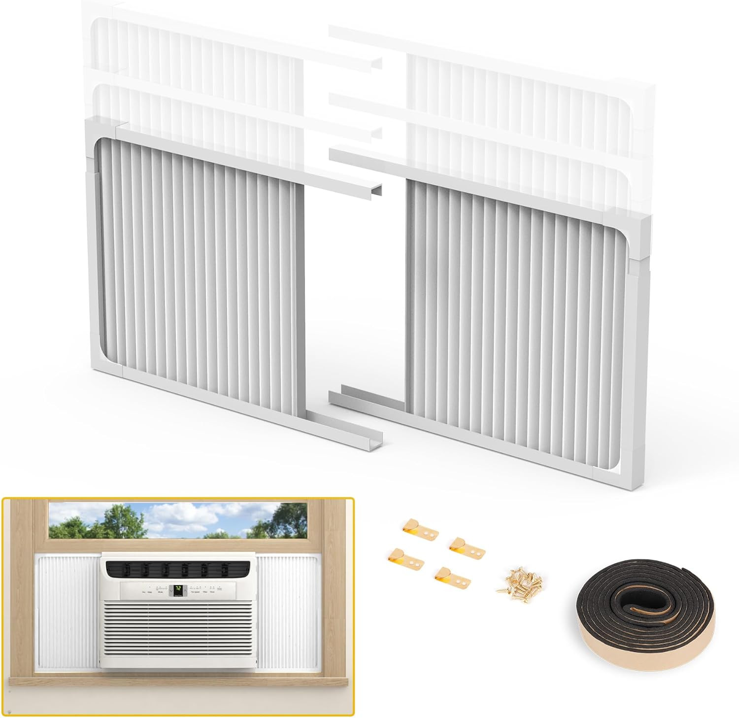 Window Air Conditioner Side Panels with Frame,Adjustable Extra Wide Air Conditio
