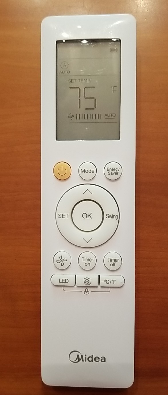 Midea Air Conditioner Remote Control Type RG10G2(B2)/BGEFU1 Works Great!