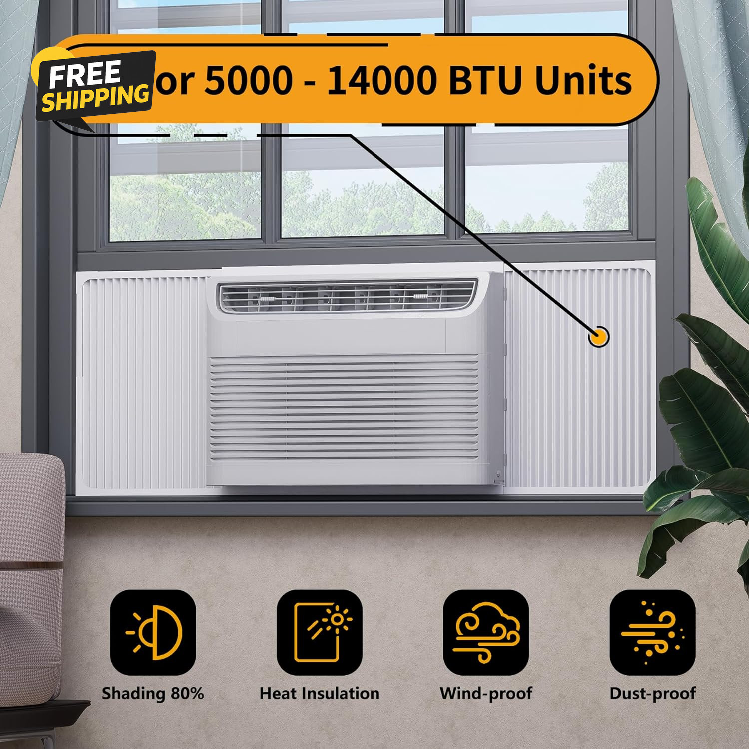 Adjustable Window Air Conditioner and Frame Set Wide Window AC Side Panel
