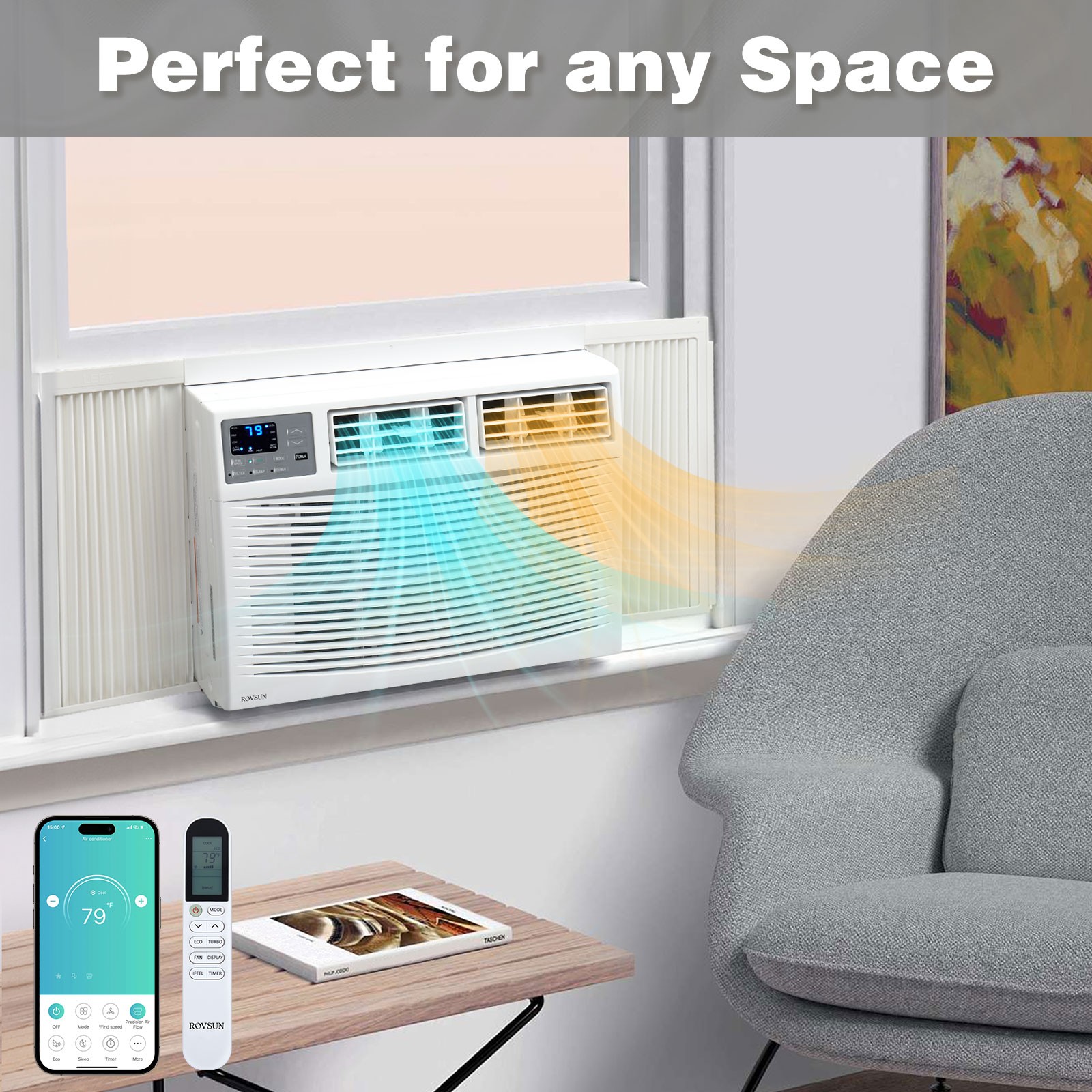 18,000 BTU 230V Window Air Conditioner Cools 1000 Sq. Ft. with Heat, Remote,Wifi