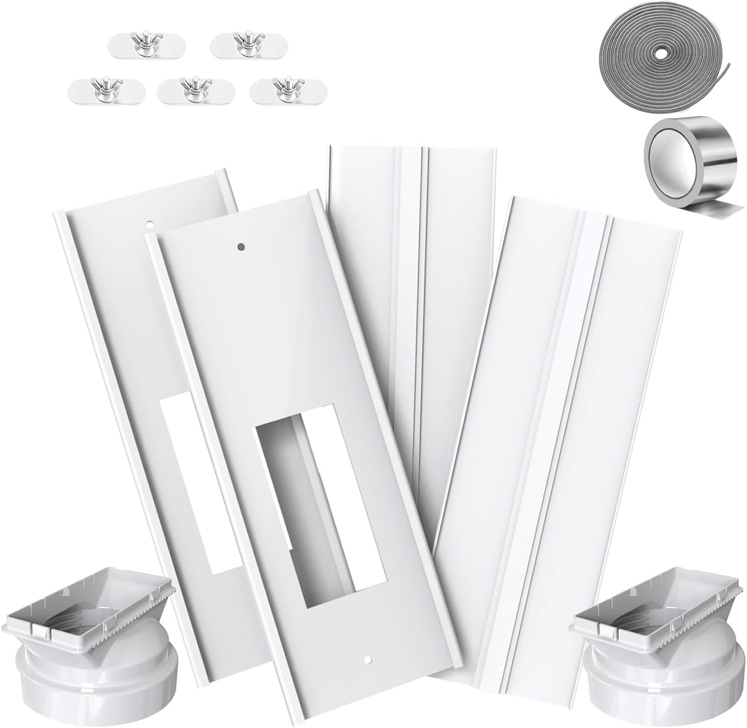 Dual Hose Portable Air Conditioner Window Vent Kit Adjustable with 2 Un