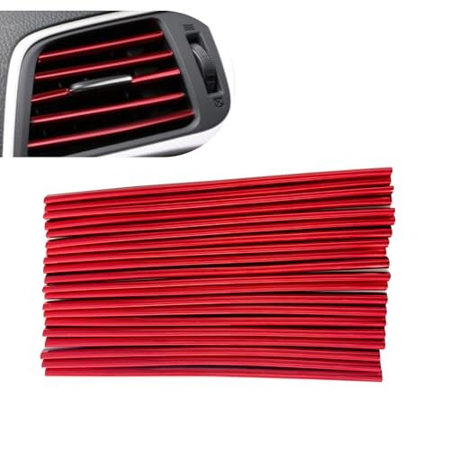 20PCS Car Vent Outlet Trim, Waterproof Car Air Conditioner Decoration Strip Red