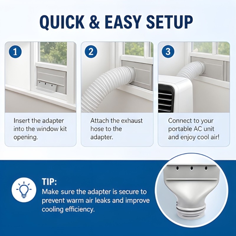 Portable Air Conditioner Window Outlet Adapter for Small Openings