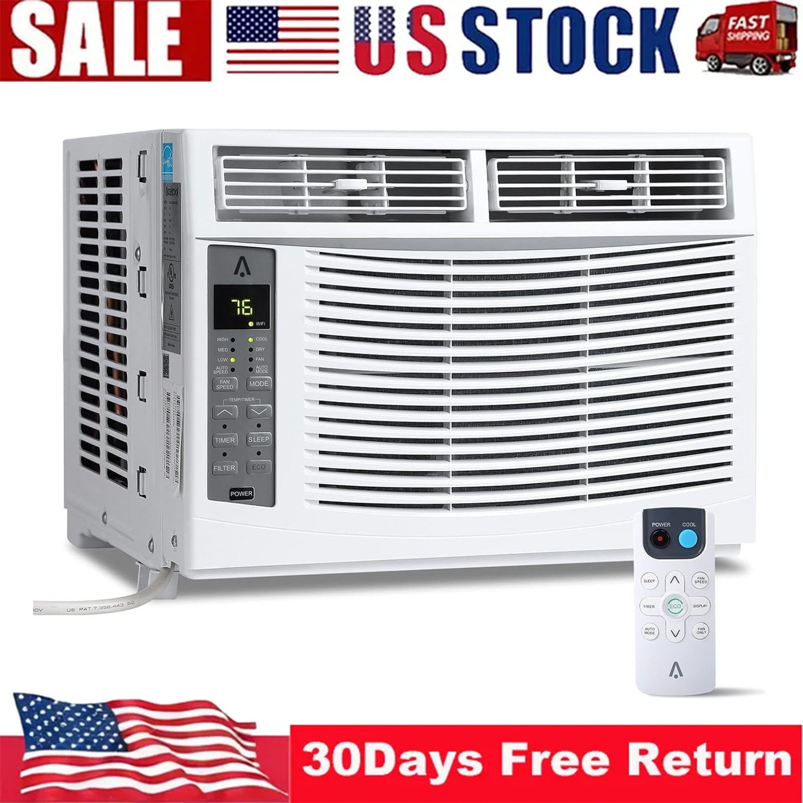 Smart Window Air Conditioner 6000 BTU Fast Cooling Energy Efficient Dehumidifier