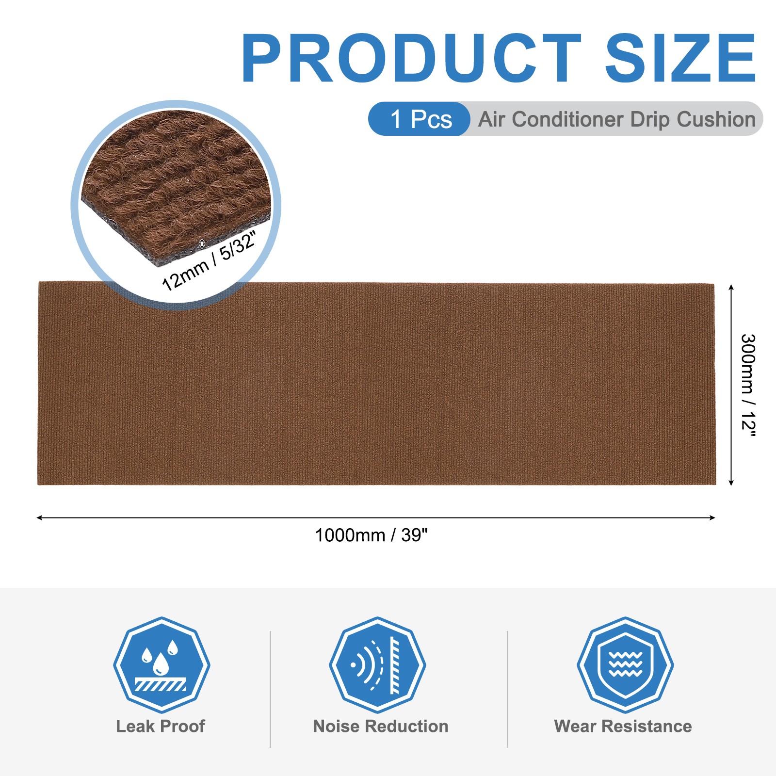 Air Conditioner Drip Cushion 39&Prime;x12&Prime;x5/32&Prime; Self-Adhesive AC Top Pad Brown