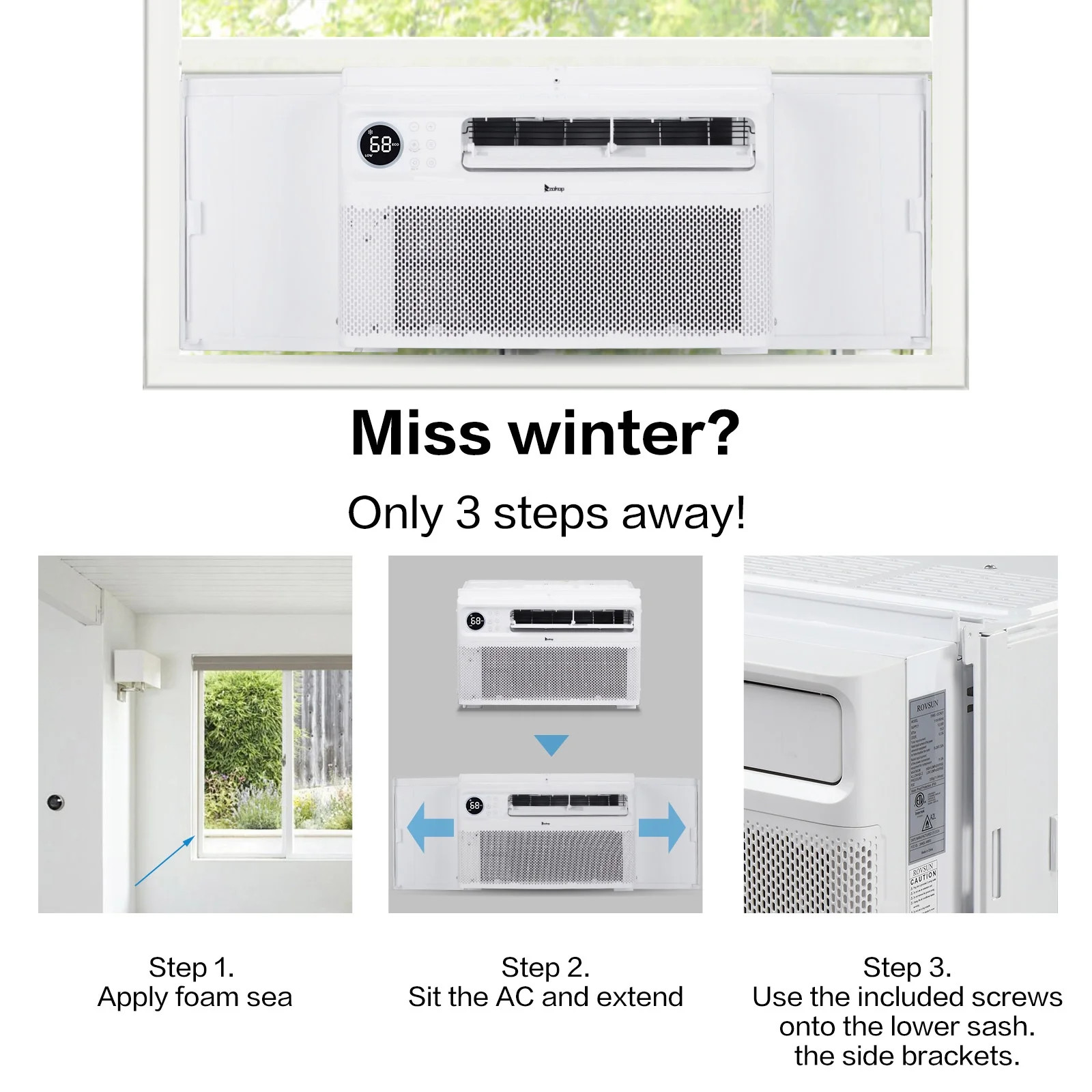 12000 BTU Inverter Window Air Conditioner, Energy-Saving Window AC Unit with APP