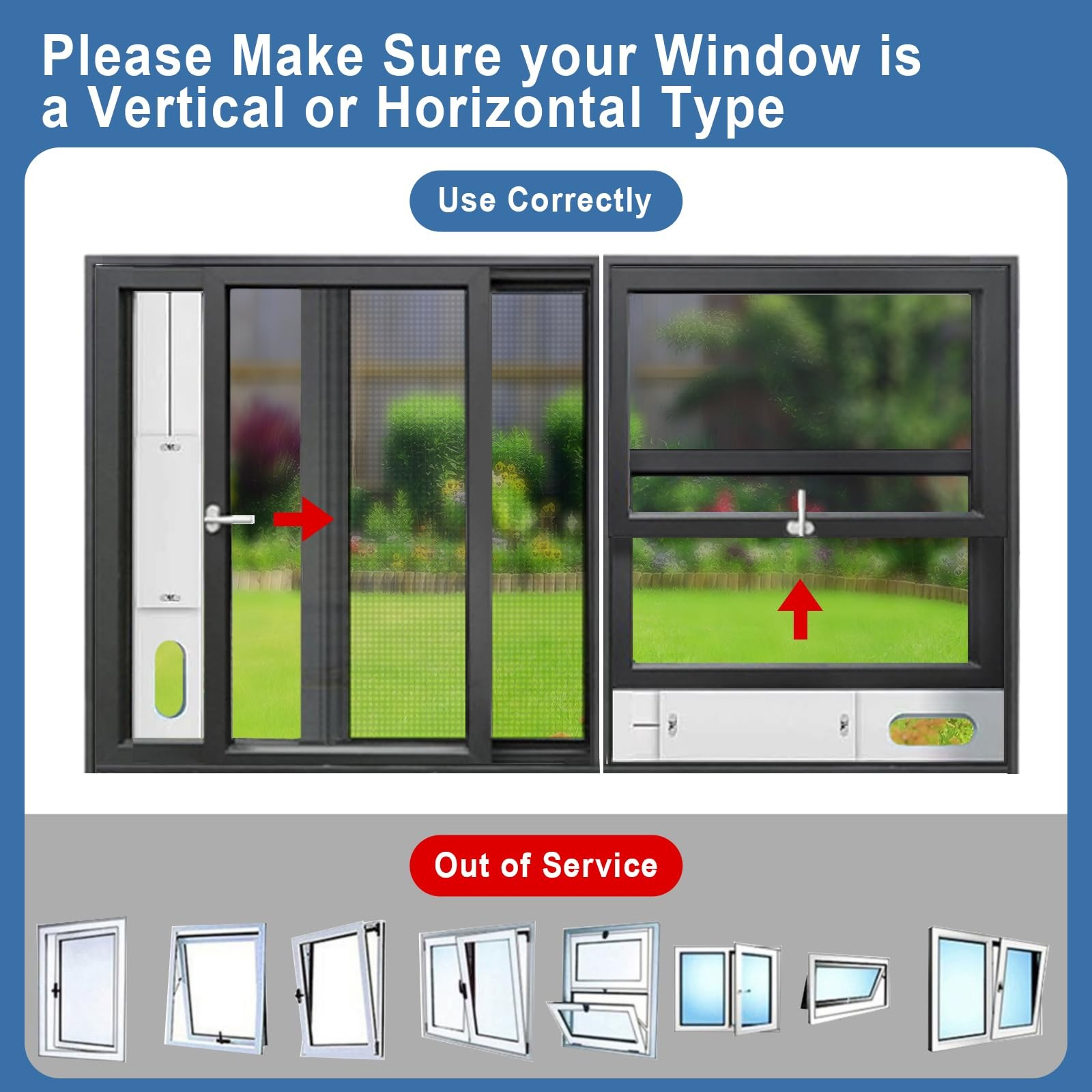 Portable AC Window Vent Kit Adjustable Vertical/Horizontal Sliding Window Kit