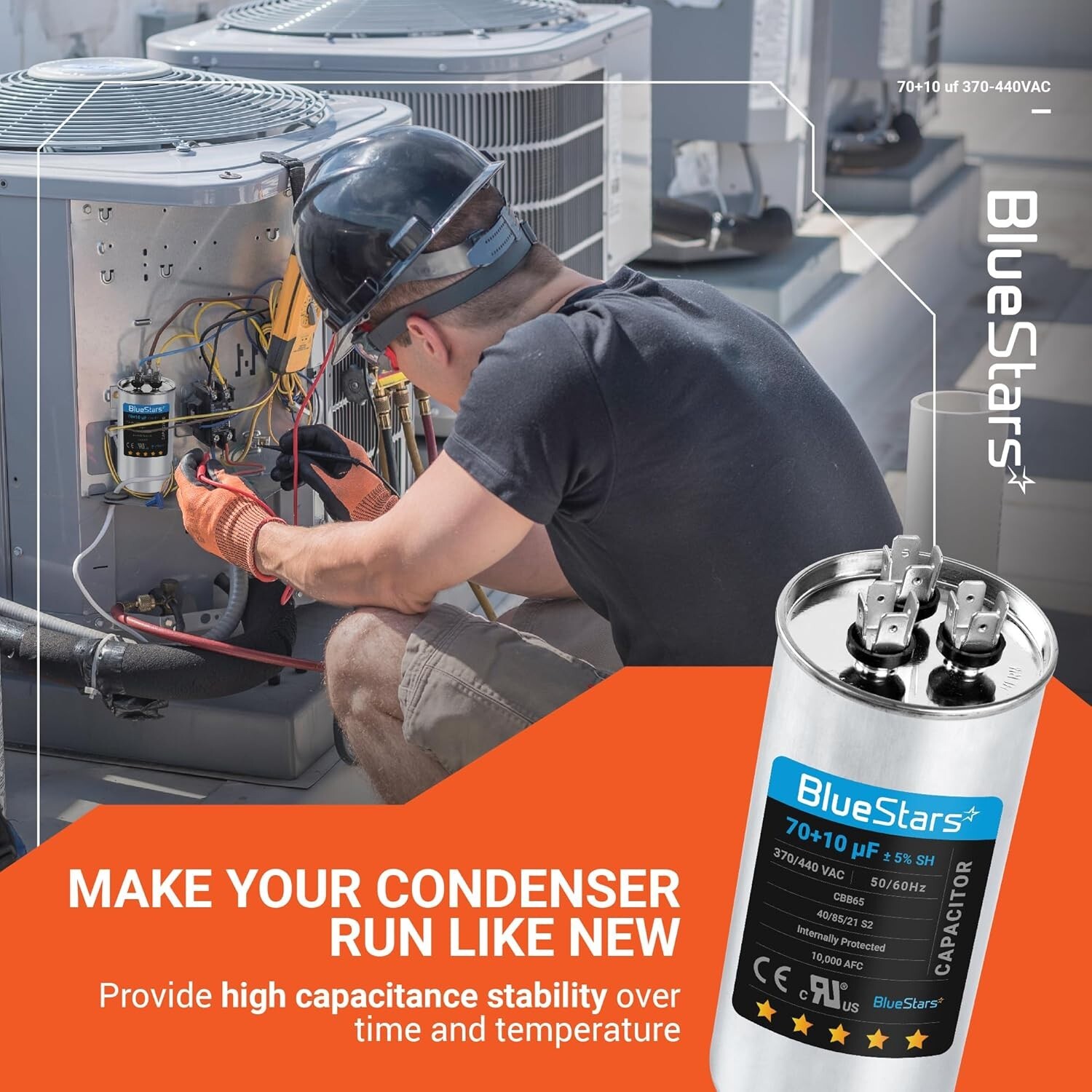 High-Quality 70+10 µF Dual Run Capacitor for AC Units – Easy DIY Solution