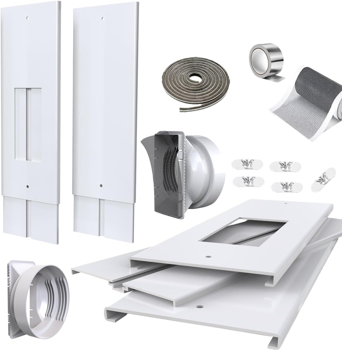 105&Prime; Sliding Door AC Vent Kit for Dual Hose Portable Air Conditioner with Screen