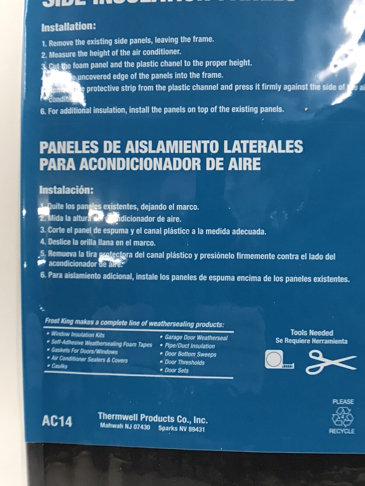 Window AC Foam Side Panel Kit 9x18x7/8 2-Pack Insulation Panels New AC14H