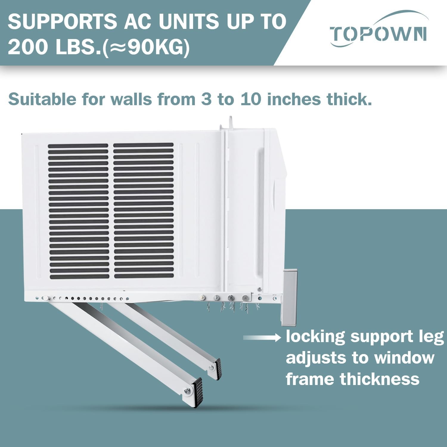 TOPOWN No Drill Window AC Support Bracket 200lb for RV & Home