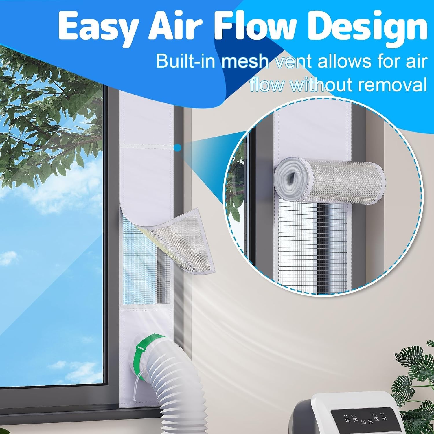 Portable Air Conditioner Window Kit, Insulated Window Seal Kit with Mesh Vent…