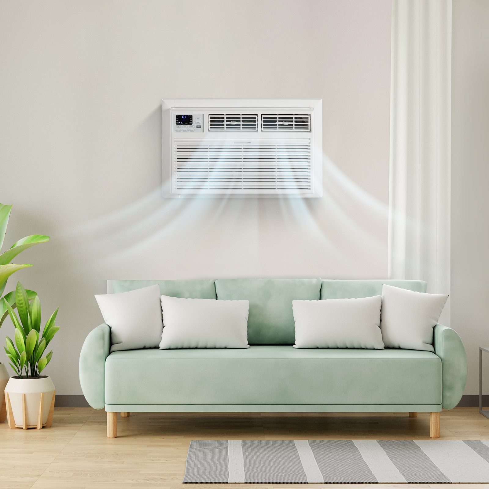 10000 BTU Through-the-Wall Air Conditioner w/ Heat, Dehumidifier w/ Remote & APP