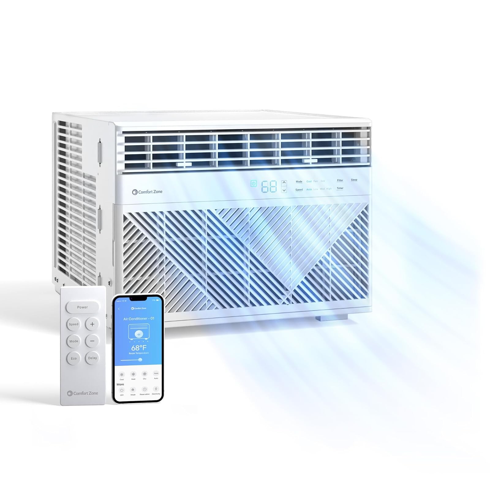 10000 BTU Window AC Comfort Zone Wi-Fi Remote 4 Mode
