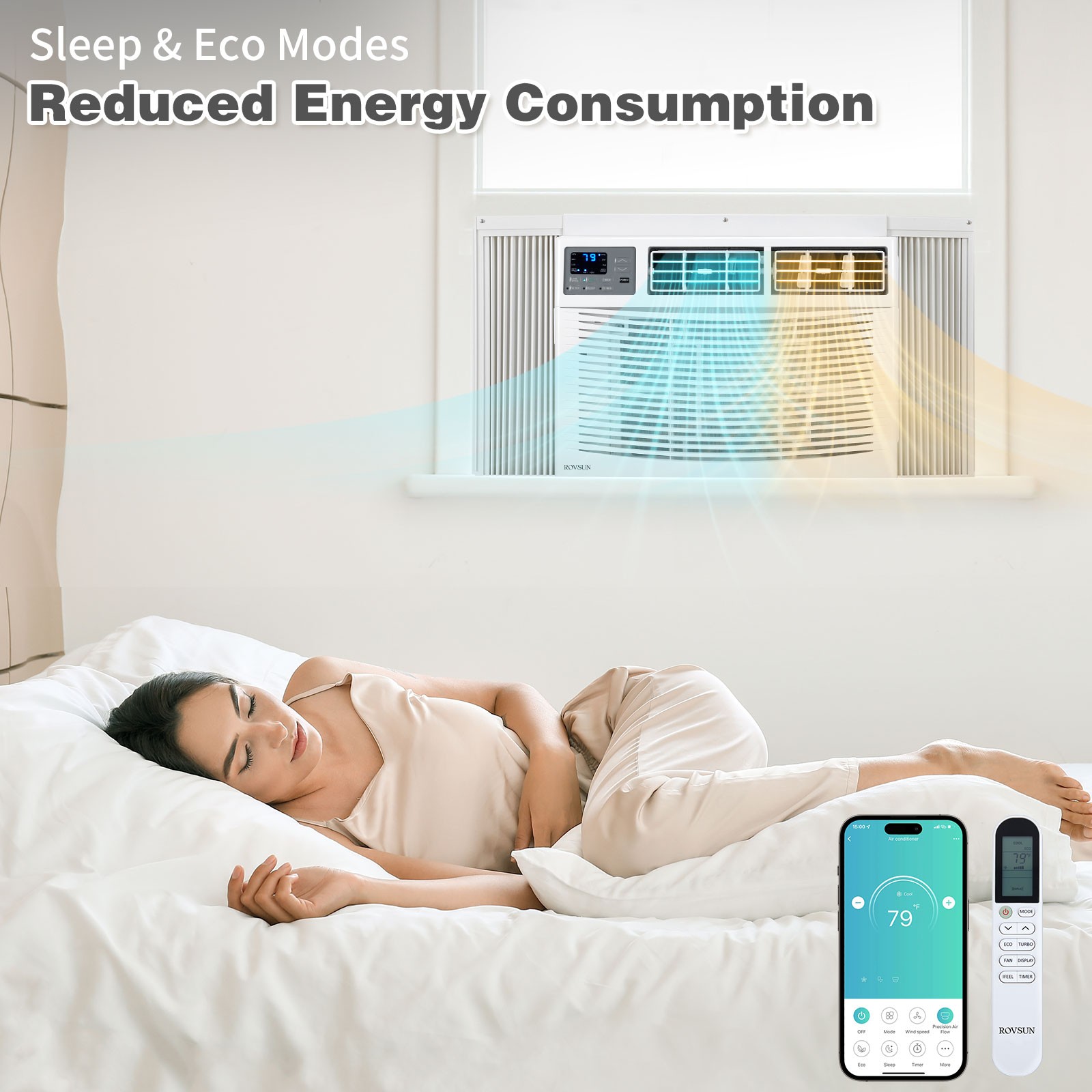 18000 BTU Window Air Conditioner Cool up to 100sp.ft w/Heat, Wifi, Install Kit