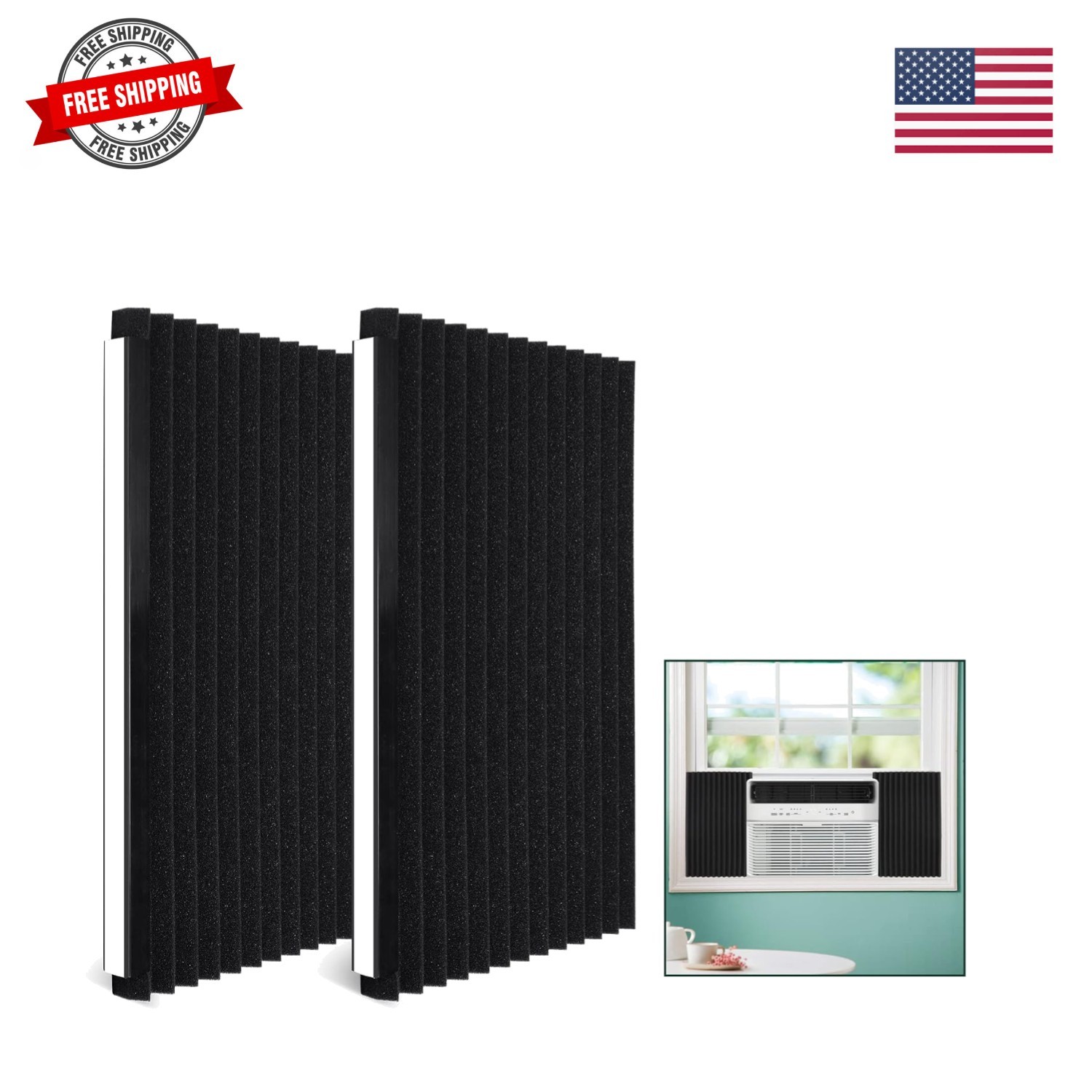 Window Air Conditioner Insulation Foam Panels, AC Side Panels Kit, 17in H x 9…