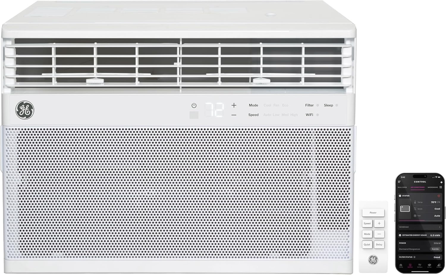 GE Window Air Conditioner 12,000 BTU for Rooms up to 550 Sq Ft., Wi-Fi Enabled,