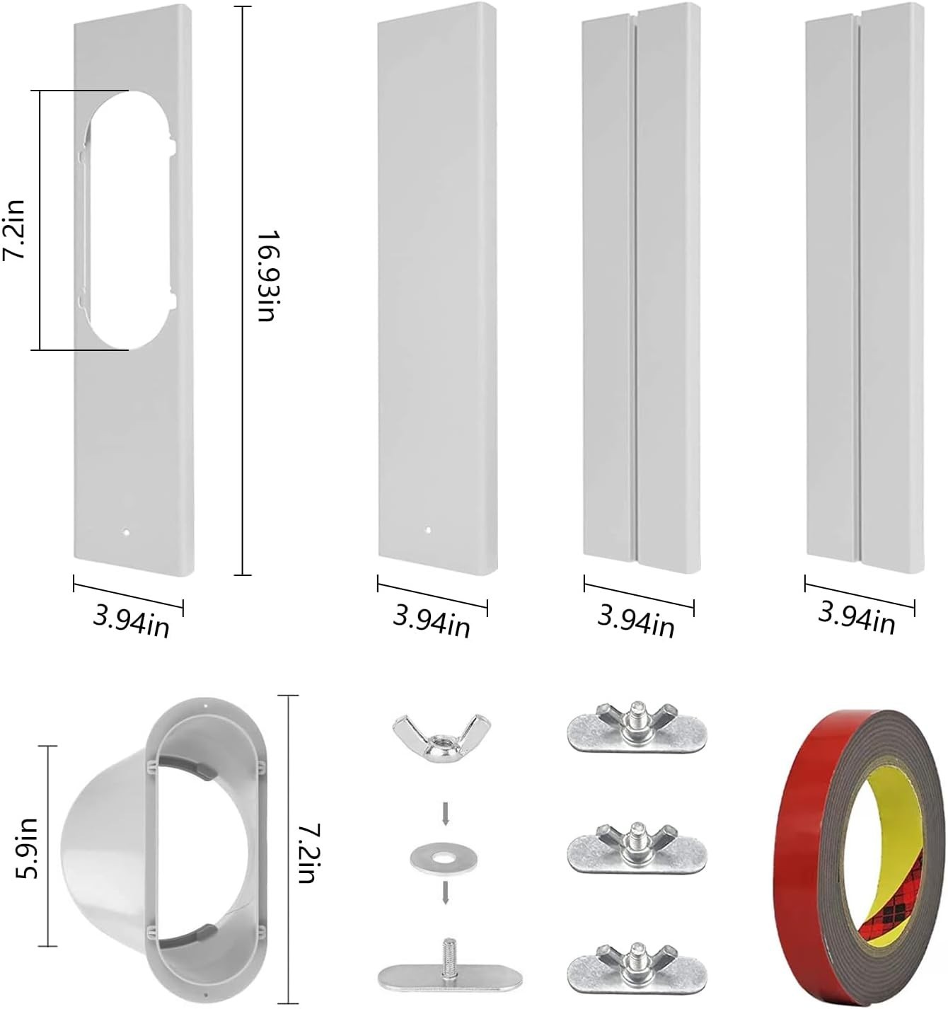 Portable AC Window Vent Kit with 59 Inch Hose Compatible with All 5.9 Inch Units