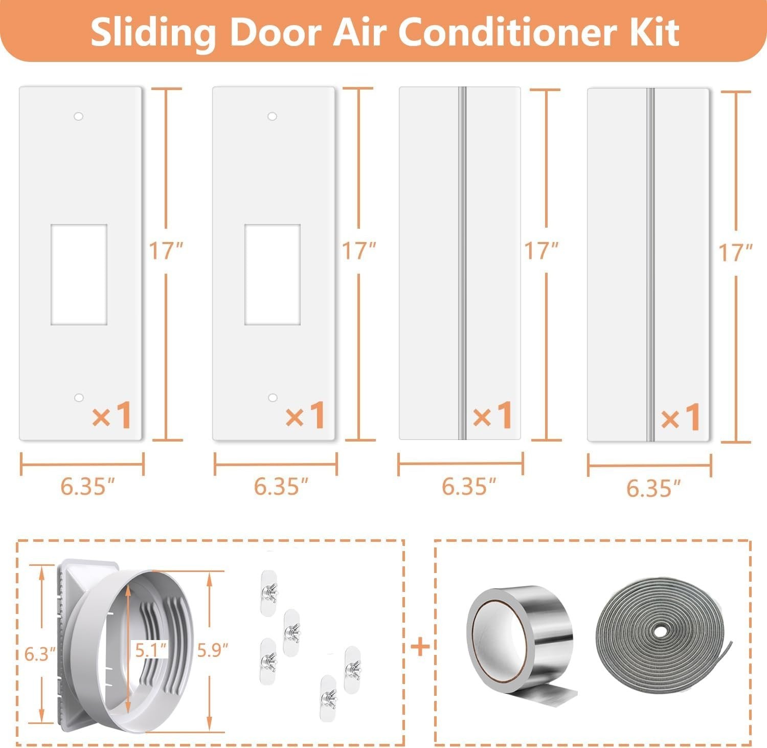 gulrear Dual Hose Portable AC Window Vent Kit 26-62&Prime; Adjustable
