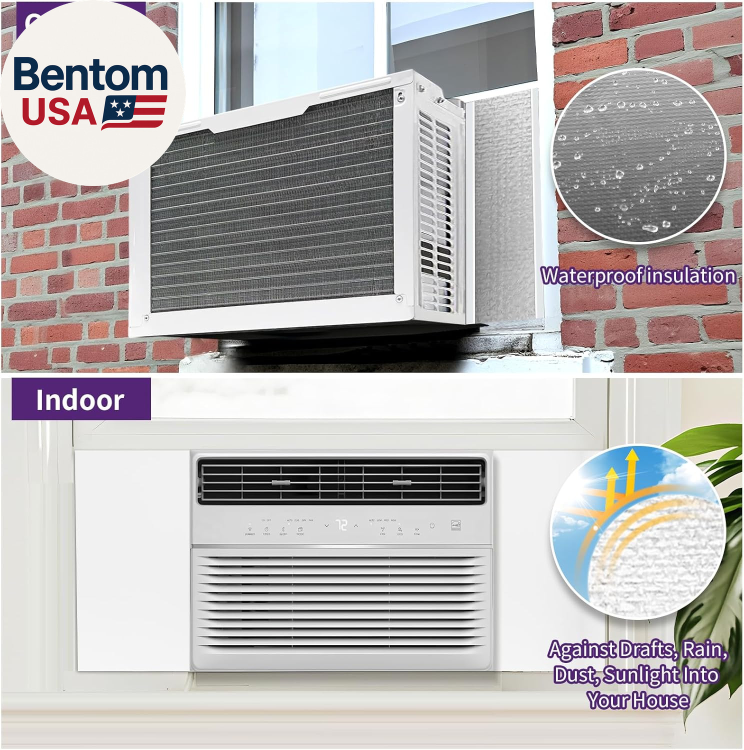 Window Air Conditioner Insulated Foam Panels, Air Conditioner Window Seal Kit,Wi