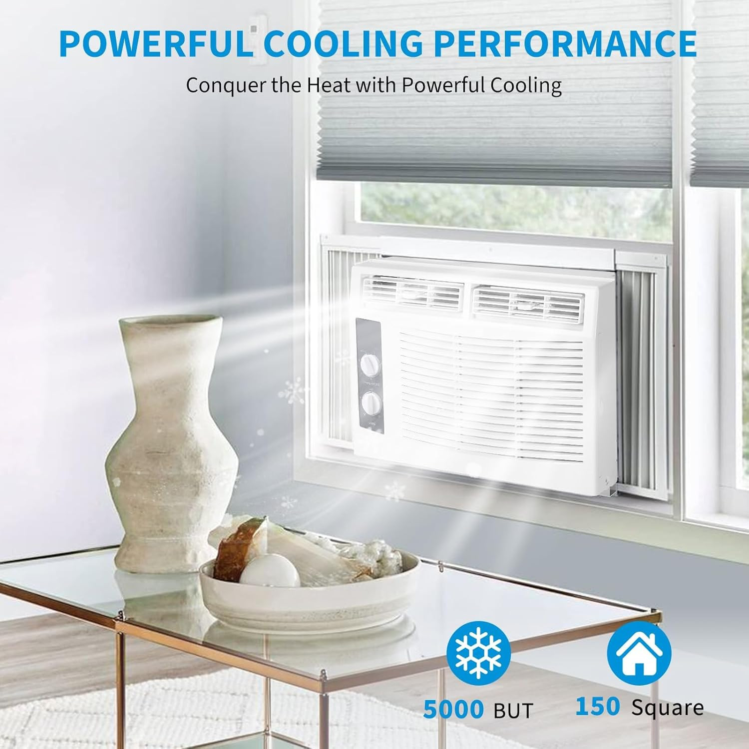 5000 BTU Window Air Conditioner, Mechanical Control Panel Window AC Unit Cools u